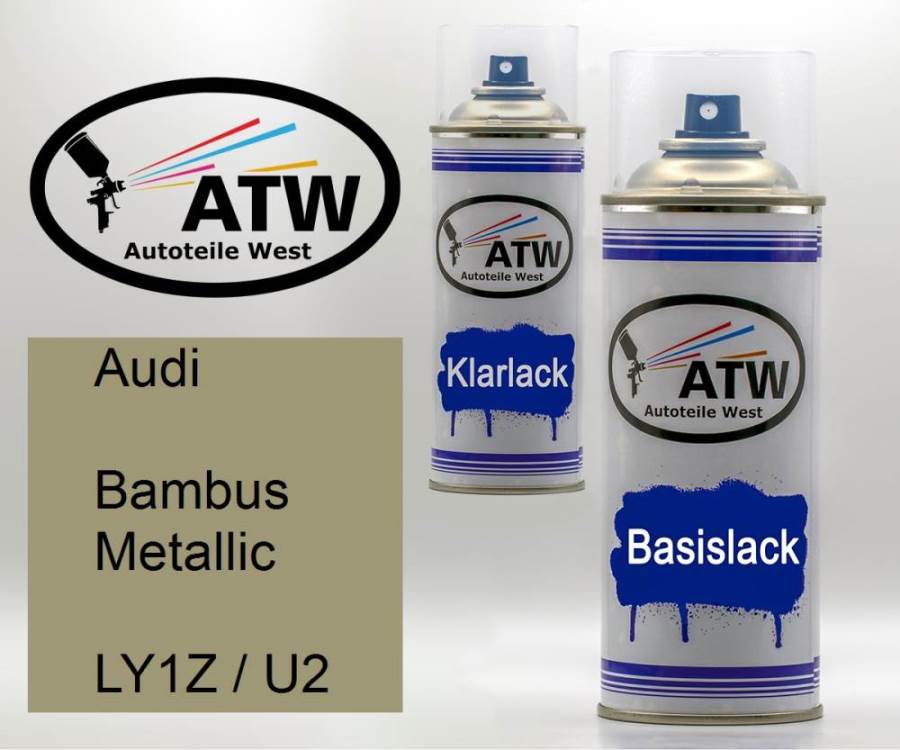 Audi, Bambus Metallic, LY1Z / U2: 400ml Sprühdose + 400ml Klarlack - Set, von ATW Autoteile West.